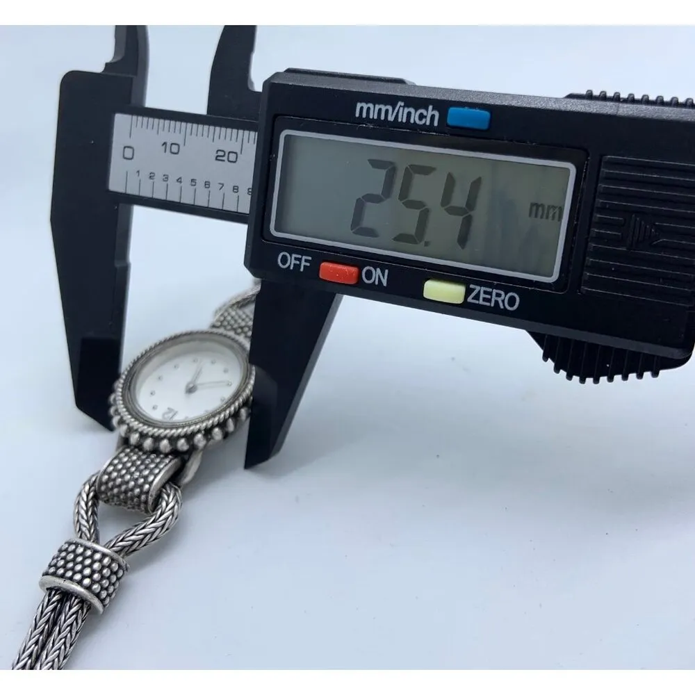 Vintage 925 STERLING SILVER women 56 grames WATCH Bali Indonesia Quartz runs - Image 10