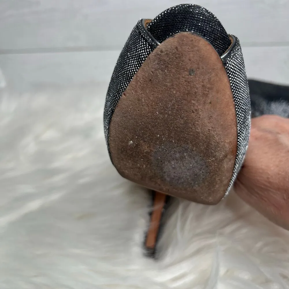 Badgley Mischka Monili gray glitter peep toe pumps Size 7.5 - Image 10