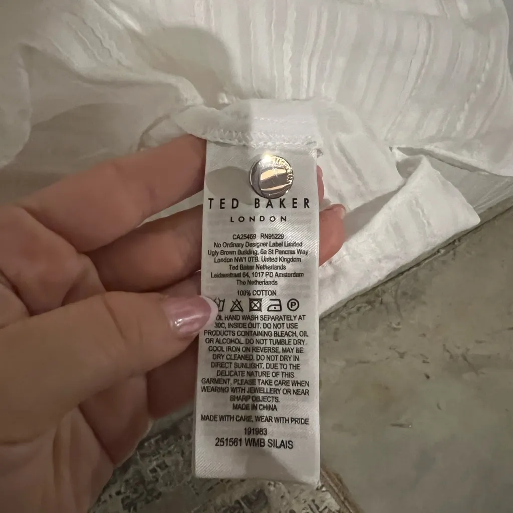 Ted Baker Ivory Silais Double Frill Blouse Size 6 US $325 White - Image 5