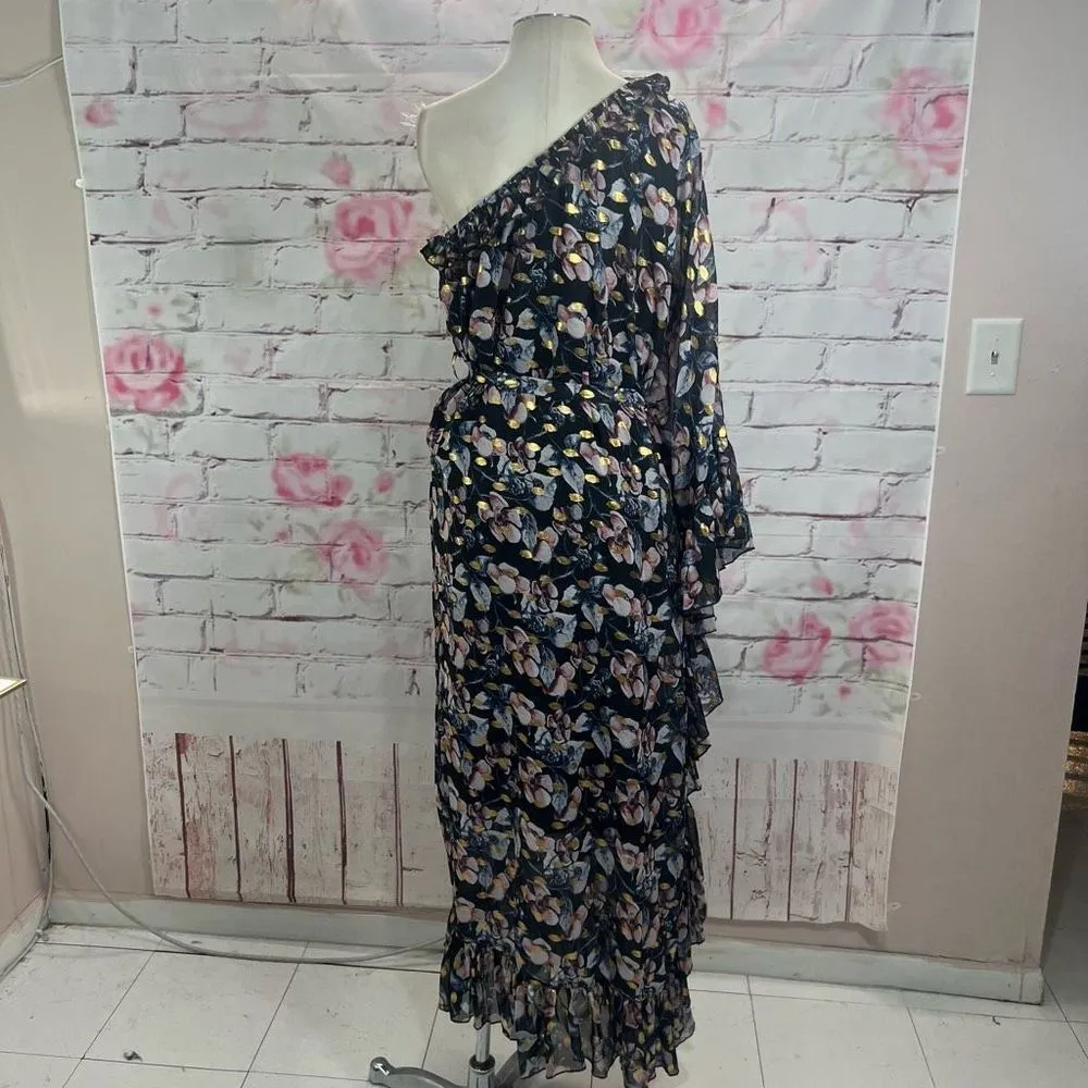 Dalia MacPhee Women's One Shoulder Tie Waist Floral Flowy Dress Multicolor M Size M - Image 8