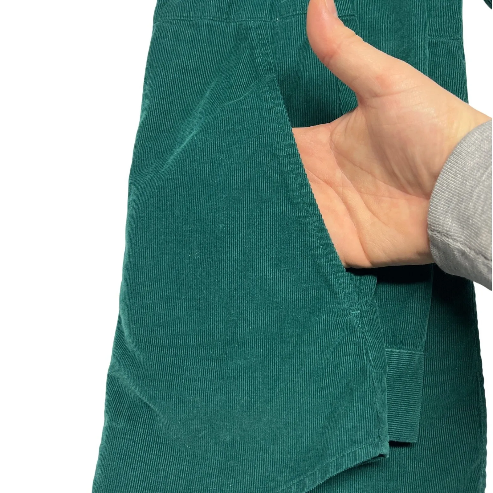 J. Jill Corduroy Button Down Shirt 100% Cotton Womens Small Green Pockets EUC - Image 5