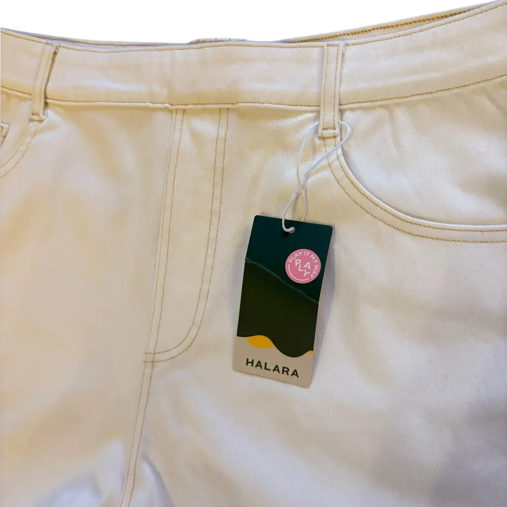 Halara Flex High Waisted Pockets Rolled Hem Denim Casual Shorts Womens XL New - Image 6