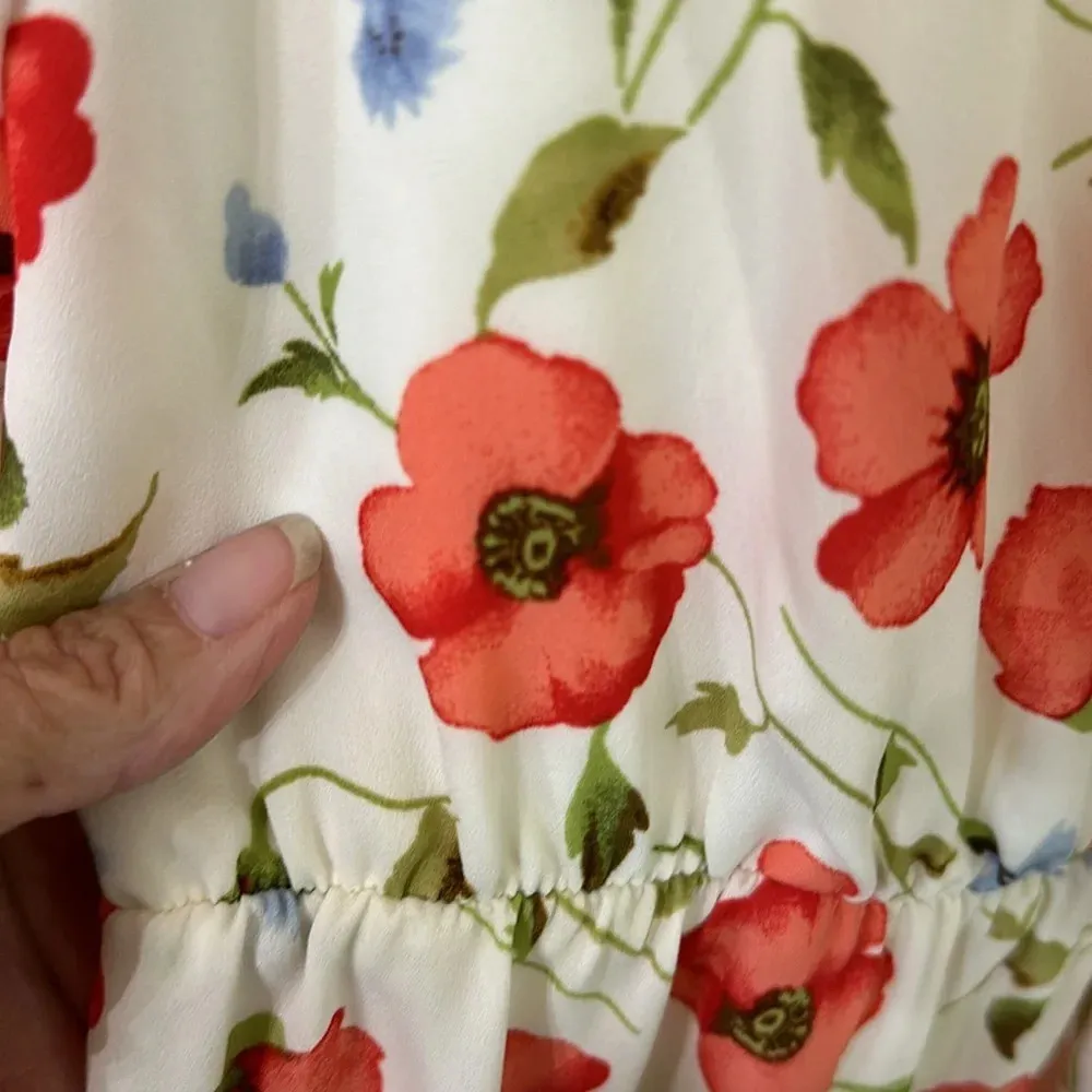 Forever 21 floral empire waste Dress Sz M - Image 4