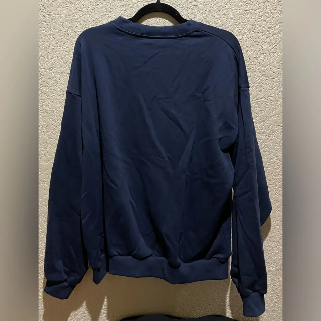 Alo Yoga NWT Accolade Crew Neck Pullover Sweatshirt Navy Size M Oversized - Image 6