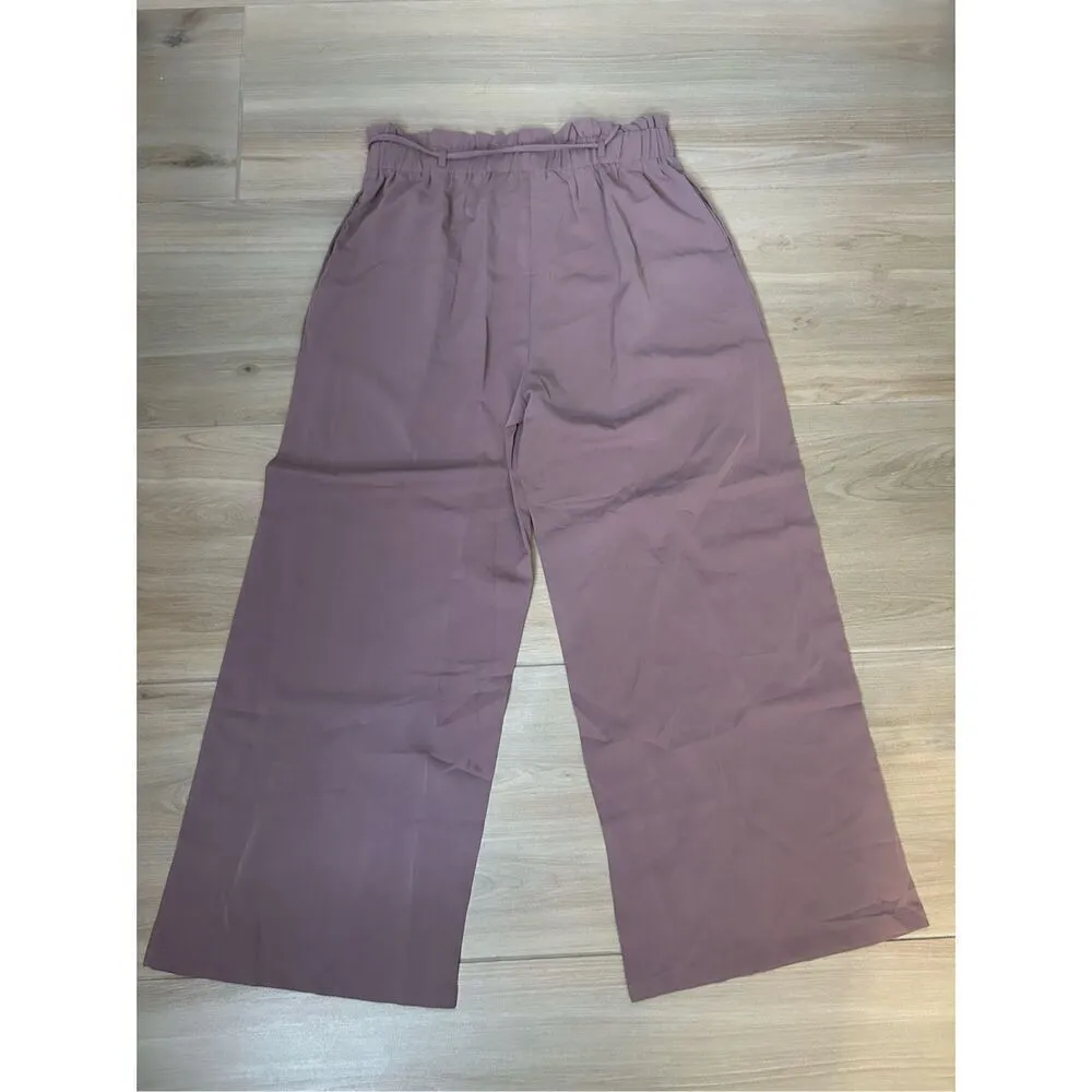 NEW High Waisted Dress Pants Career Wide Leg Trousers L Tan Size L - Image 2