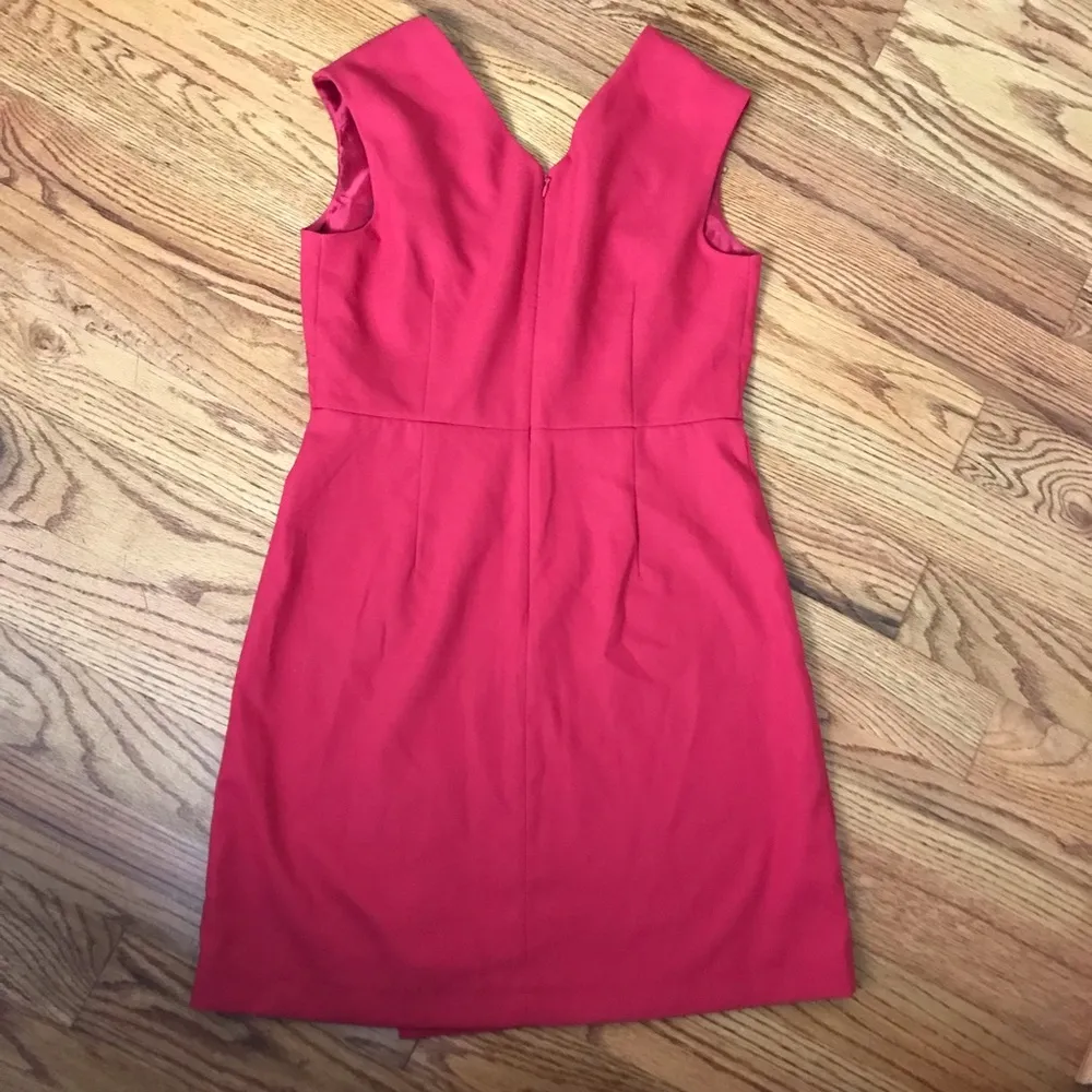Loft  Red Side Button Faux Wrap Dress Size 4 - Image 5