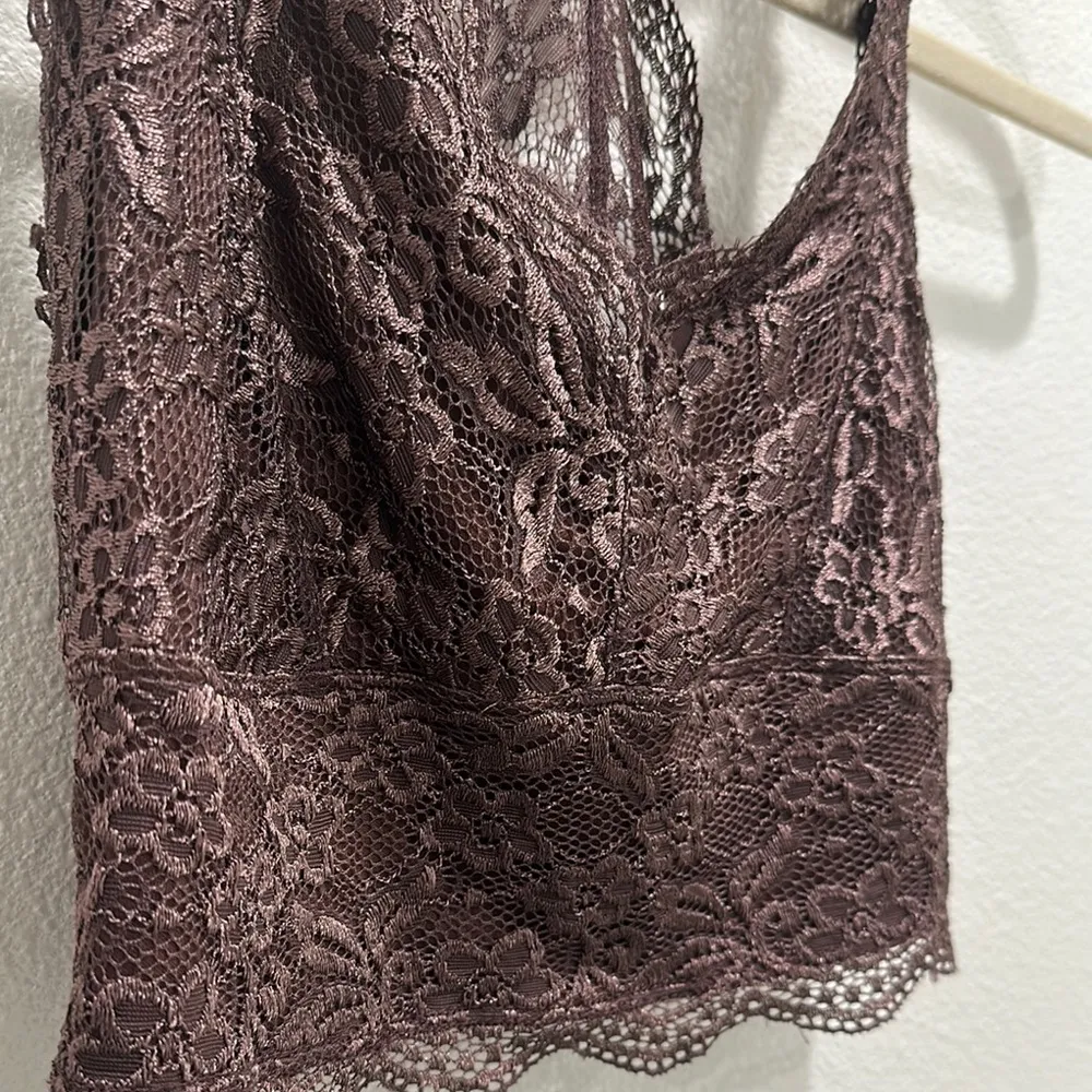 Nollie Chocolate Lace Crop Top Brown Size M - Image 3