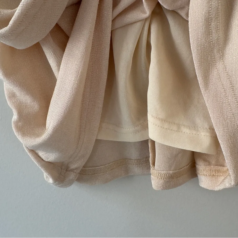 Anthropologie Mable Beige Draped Faux Wrap Dress adjustable spaghetti straps M - Image 7