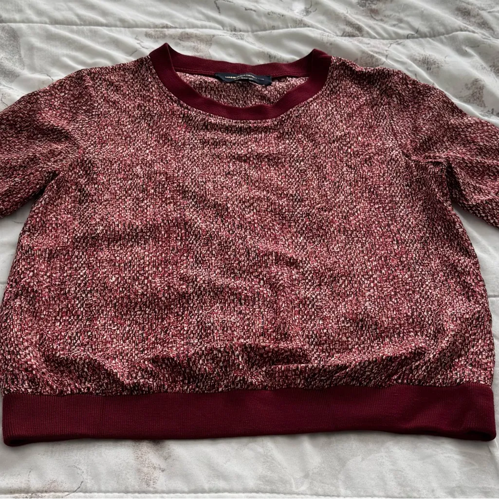 Vanessa Seward Burgundy 100% silk marled long sleeve crewneck Sweater, size 36 Red - Image 5