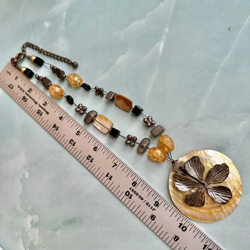 Chico’s Mother of Pearl Shell & Mixed Bead Statement Necklace - Image 6