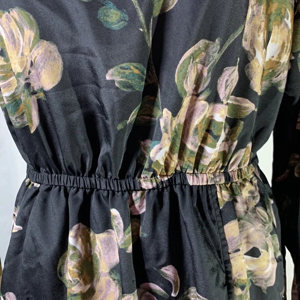 J Crew Factory Tulip Hem Black Floral Dress Size 2 - Image 3