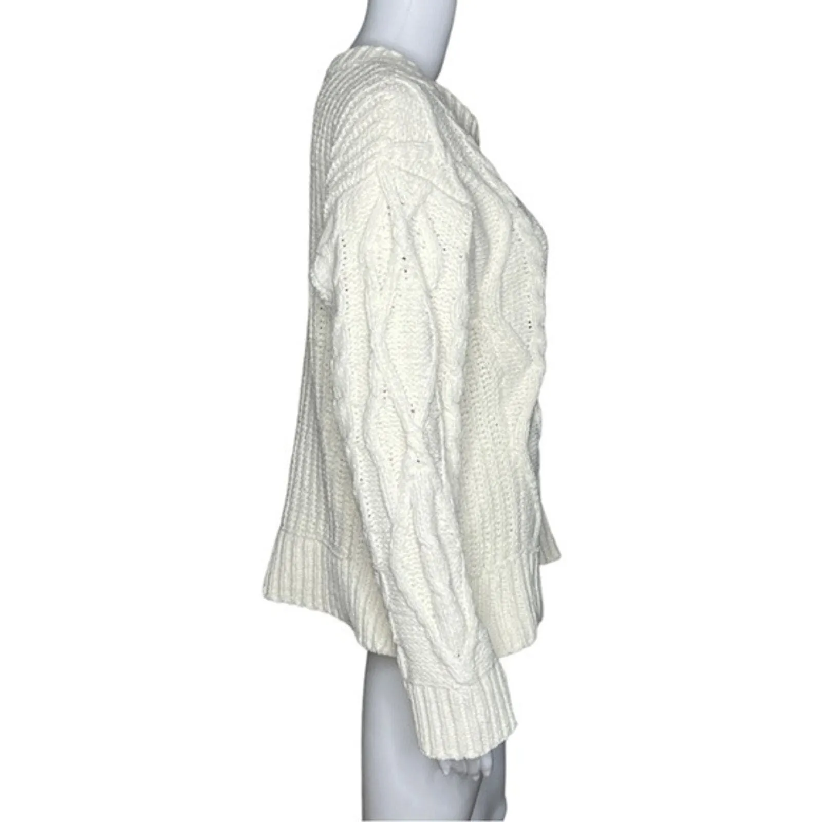 Dress Forum Sweater Womens Medium Cream Cable Knit Chunky Neutral Minimalist - Image 2
