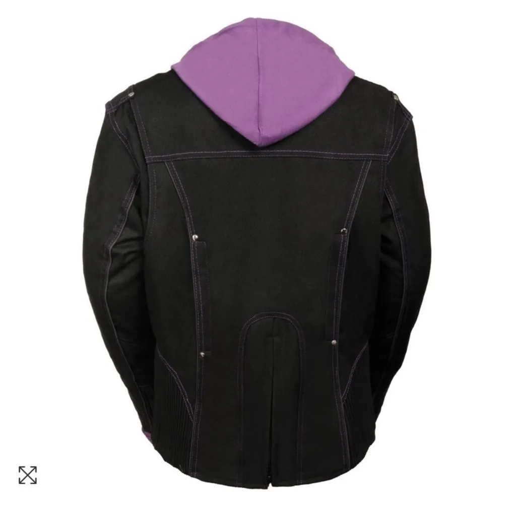 Milwaukee Leather ML2067 Women’s Black & Purple Hoodie Jacket with Reflective Size M - Image 2
