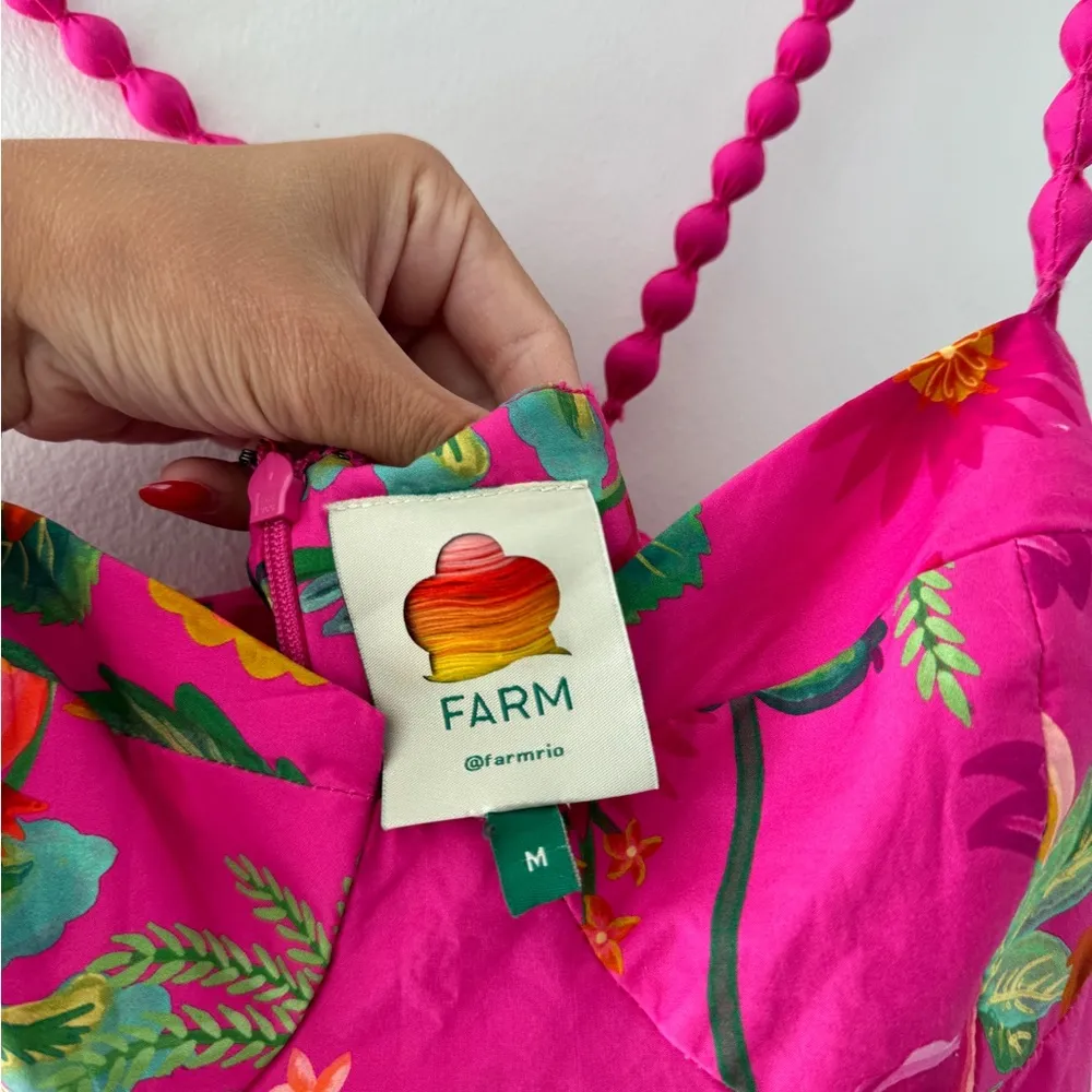 FARM RIO Pink Delicate Fruit Garden Maxi Dress M - Image 8