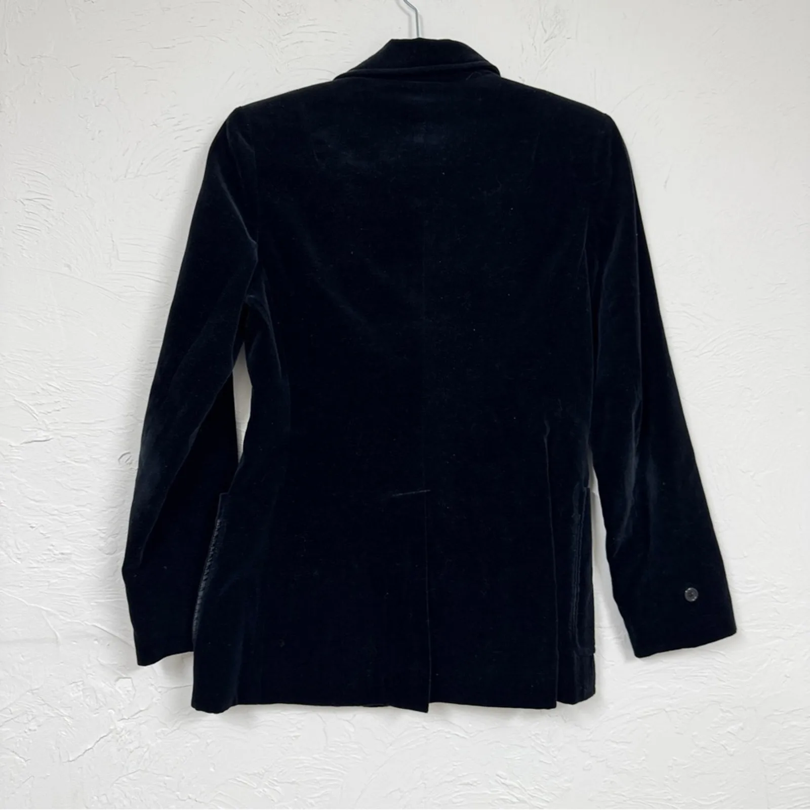 Vintage Dark Blue Velvet Blazer Jacket Womens 8 Classic Preppy Academia 90s - Image 7