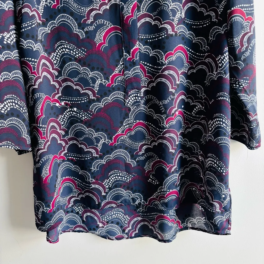 Express size L cloud print long-sleeve blouse high-low hem - Image 3