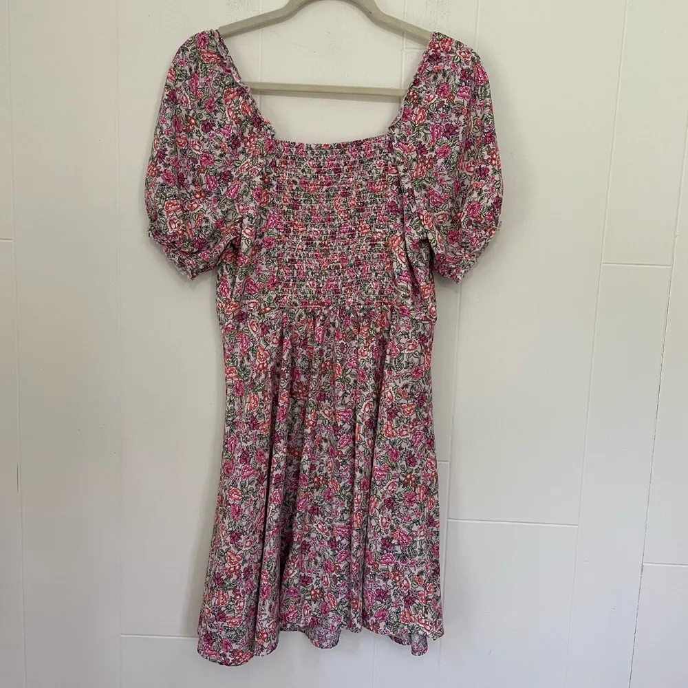 Old Navy Short Sleeve Fit & Flare Dress Sweetheart Neck Pink Ditzy Floral ~ Sz M - Image 2