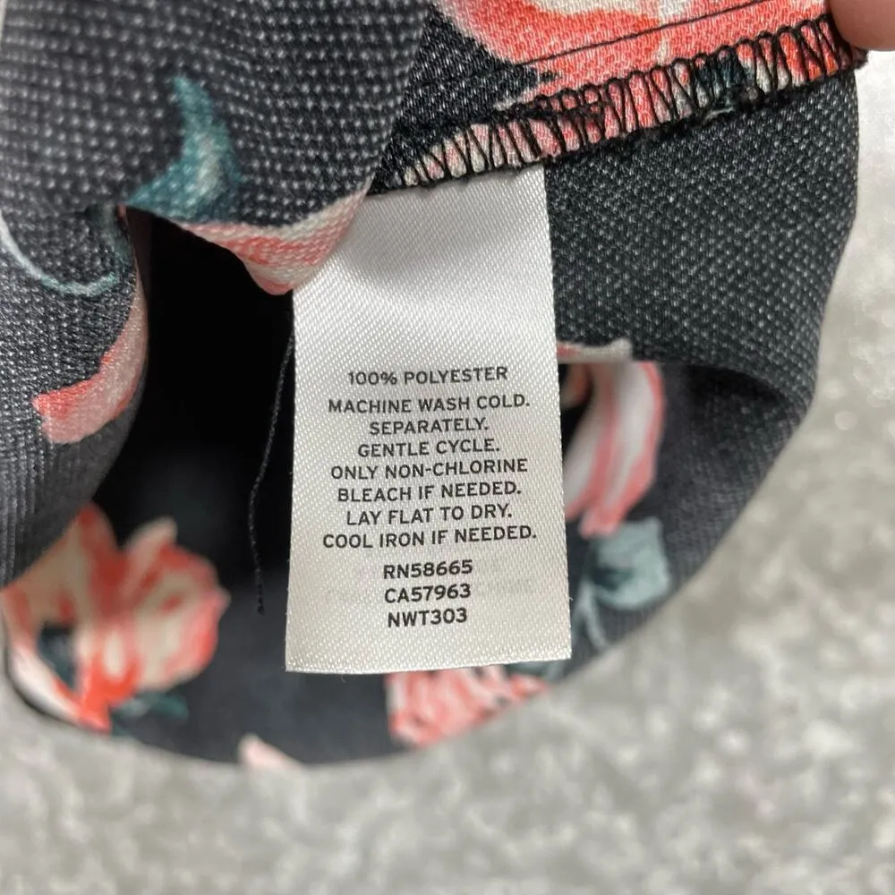 14th & Union Black & Pink Floral Sleeveless Blouse - Size 8 - Shoulder Tie Top - Image 6