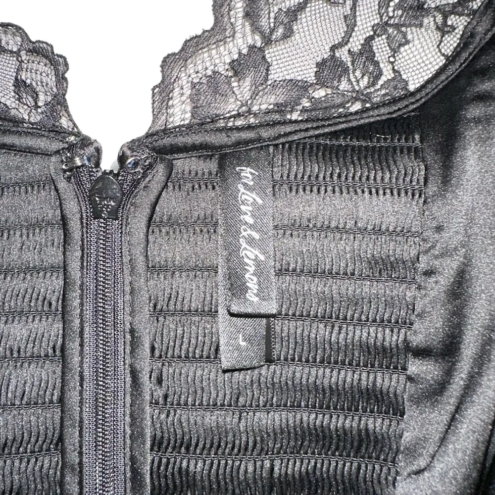 For Love & Lemons August Black Floral Satin Fit And Flare Mini Dress LARGE - Image 5