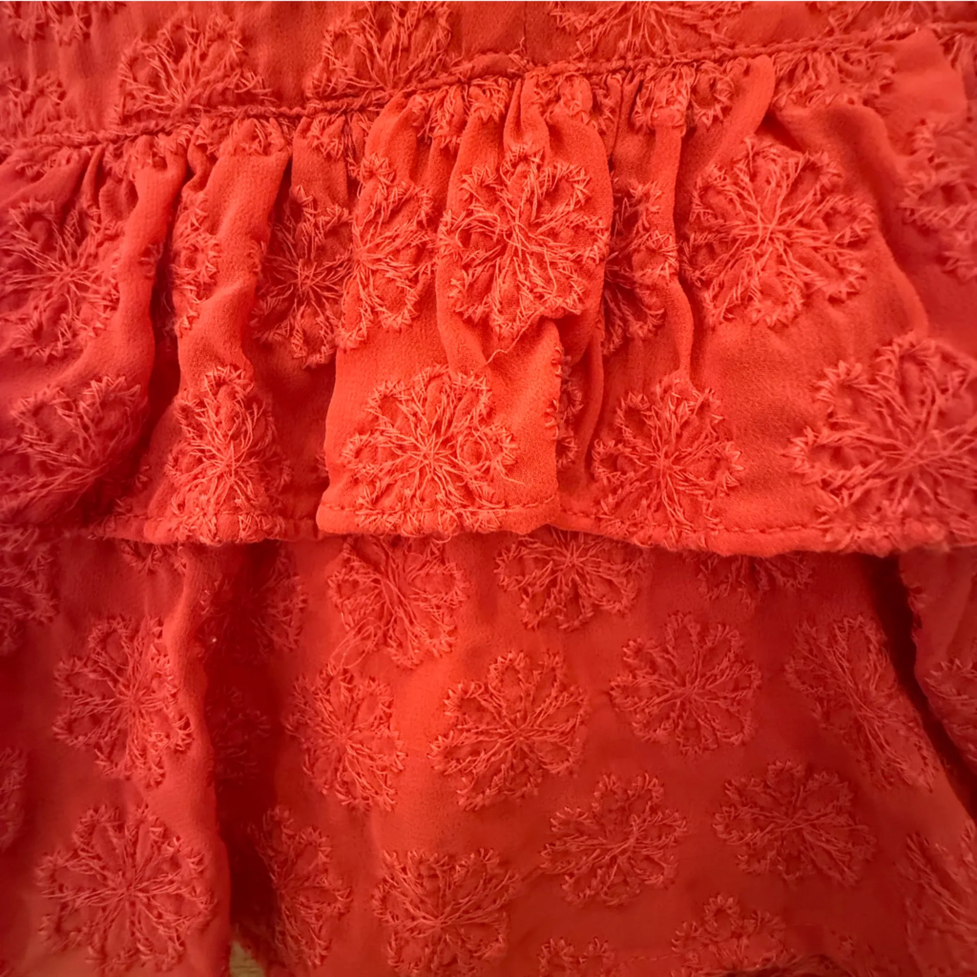 Lovers + Friends Dean Mini Dress Tomato Red Eyelet Tiered Ruffle Small - Image 7