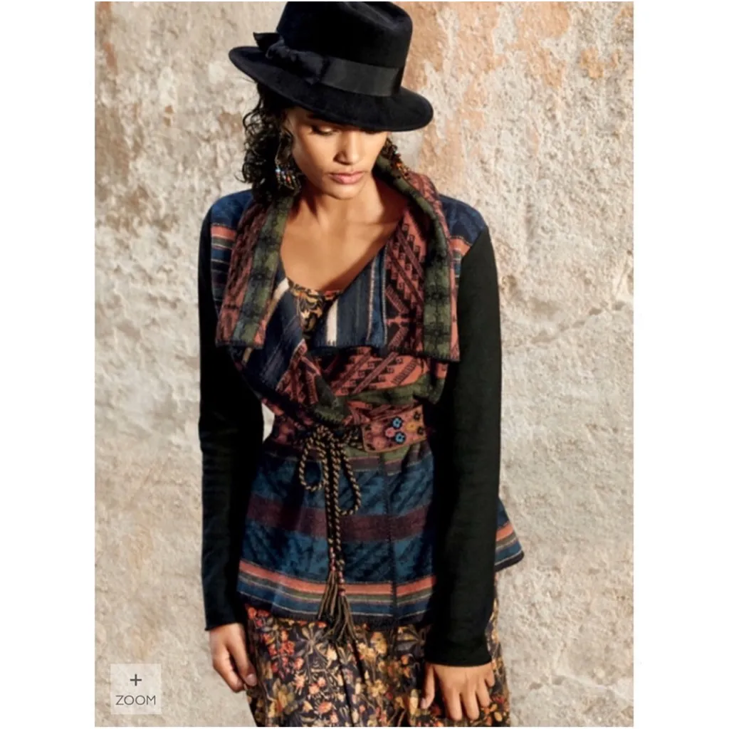 Peruvian Connection XS Giuliana Moody Floral Midi Dress 3/4 Sleeve Jersey Knit - Image 4