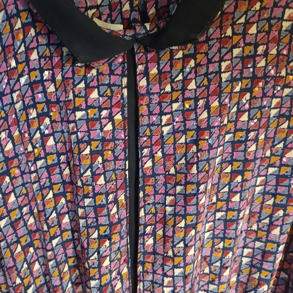 Studio 1 New York vintage groovy purple pink geometric fit & flare dress size 12 - Image 4