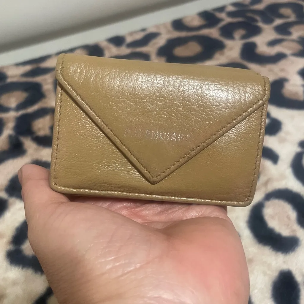Balenciaga Beige Leather Mini Compact Wallet - Image 14