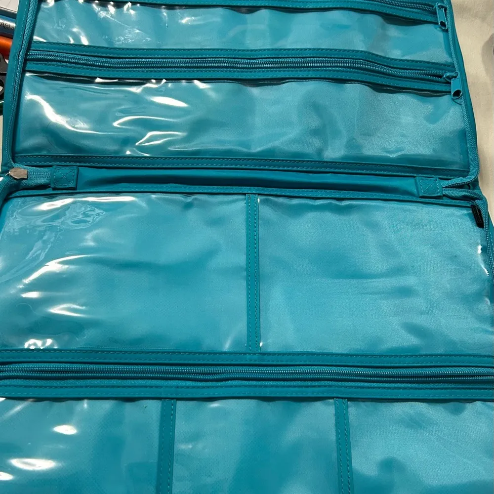 Stella & Dot Teal Geometric Pouch/Jewelry case Nice & Clean! - Image 3