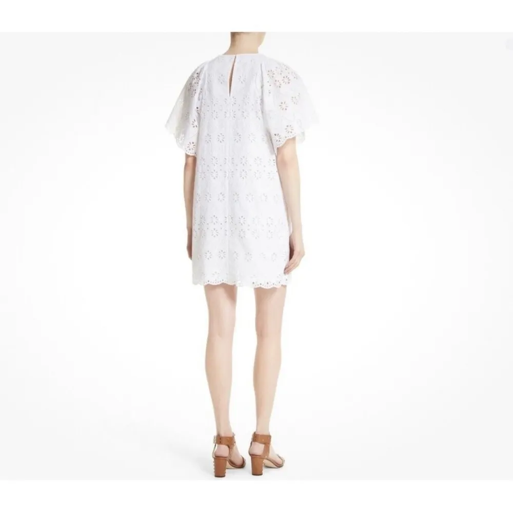 KATE SPADE Eyelet Lace Shift Dress Spice Things Up Mini White Flutter Size Small - Image 3