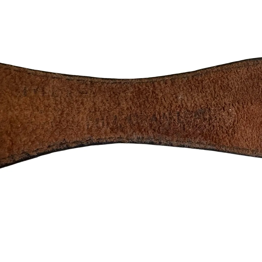 Vtg B.A.S. 95 Braided Leather Concho Western Belt Etched Floral Buckle Brown - Image 7