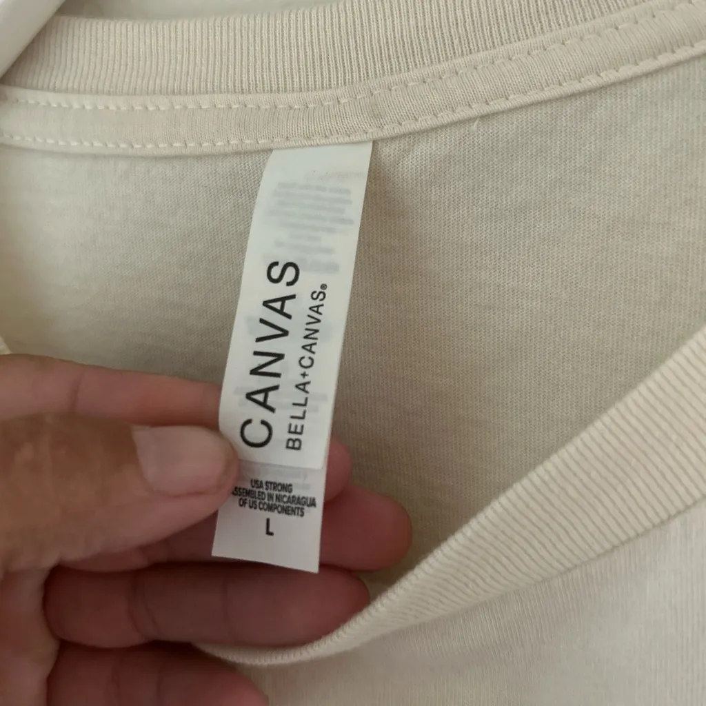 Women’s Bella Canvas Cream Tee with Purple Disney Print short sleeve size Large - Image 5