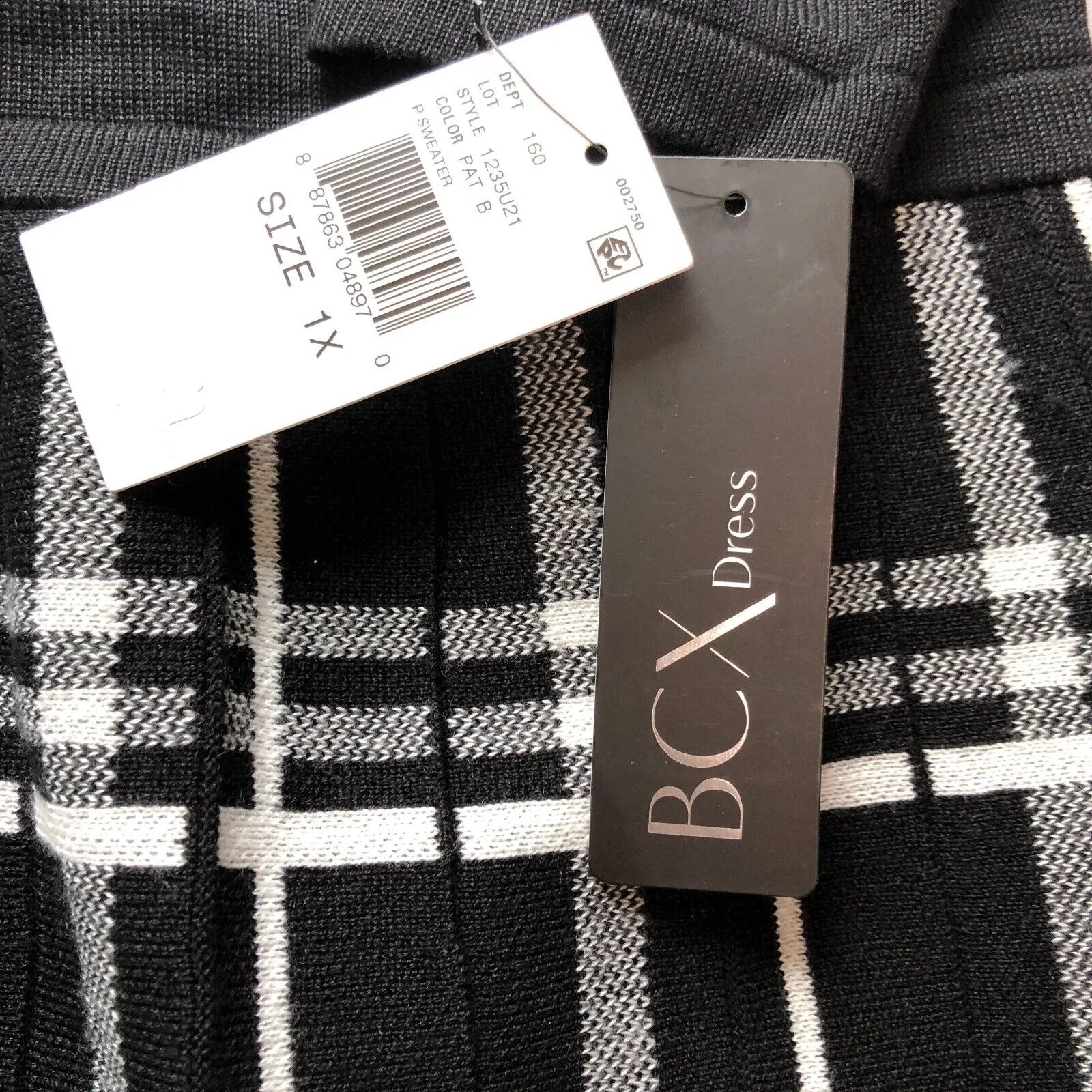 BCX Womens Dress 1X Black Plus Plaid Skirt Fit Flare 3/4 Sleeve Sweater‎ NWT - Image 8