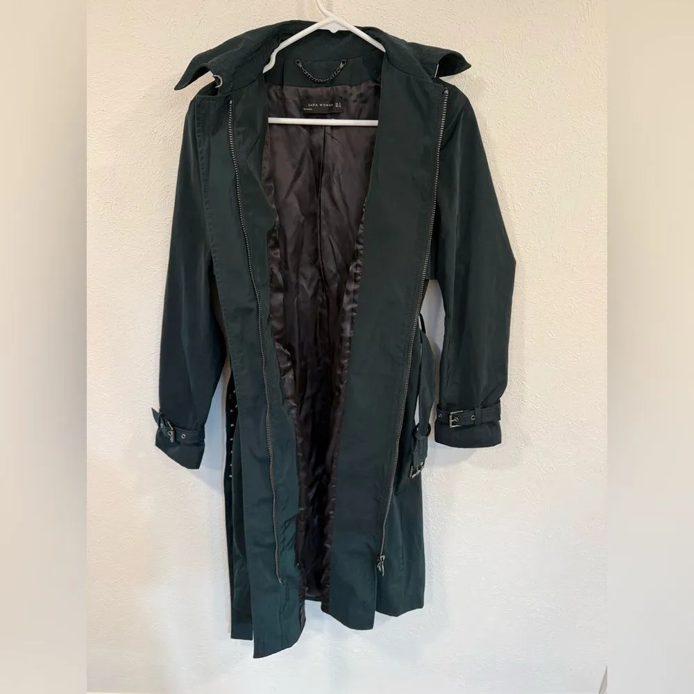 ZARA WOMAN ZW Collection Water-Repellent Trench Coat – Bottle Green – Size M - Image 3
