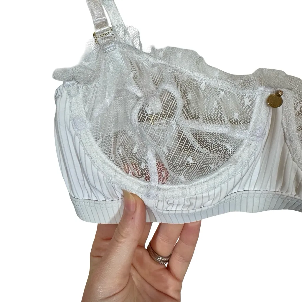 Gooseberry Intimates Venice Demi Balconette Bra White Lace Swiss Dot Small - Image 7