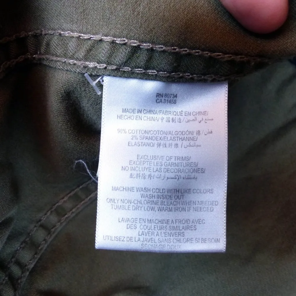 BCBGeneration Military Utility Jacket Women S Olive Green Twill Button Front - Image 14