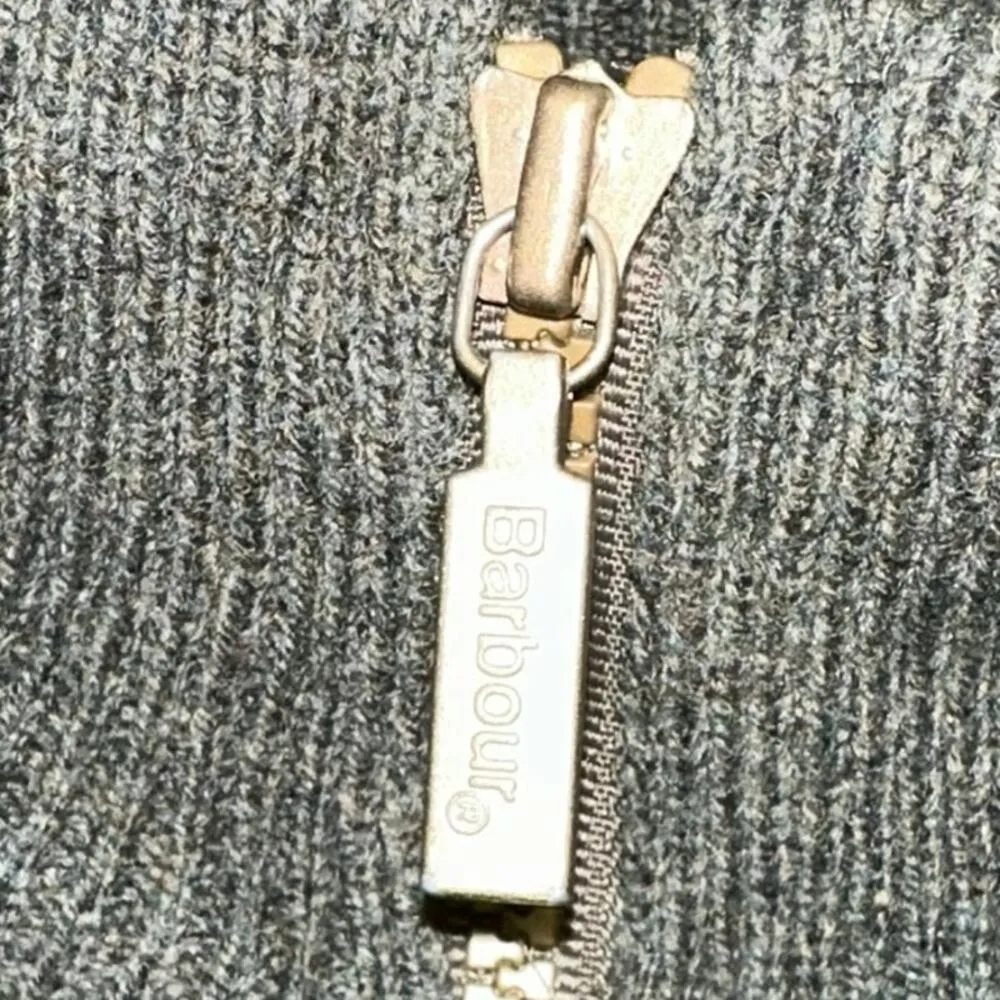 Barbour Vintage Green Wool Full Zip Quilted Sweater Jacket - Image 4