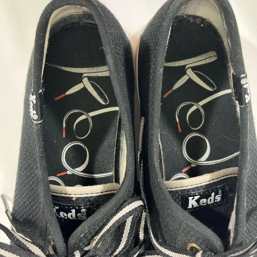 KEDS KICKSTART CANVAS SNEAKERS WOMENS SZ 8 BLACK &‎ GRAY PREOWNED - Image 6