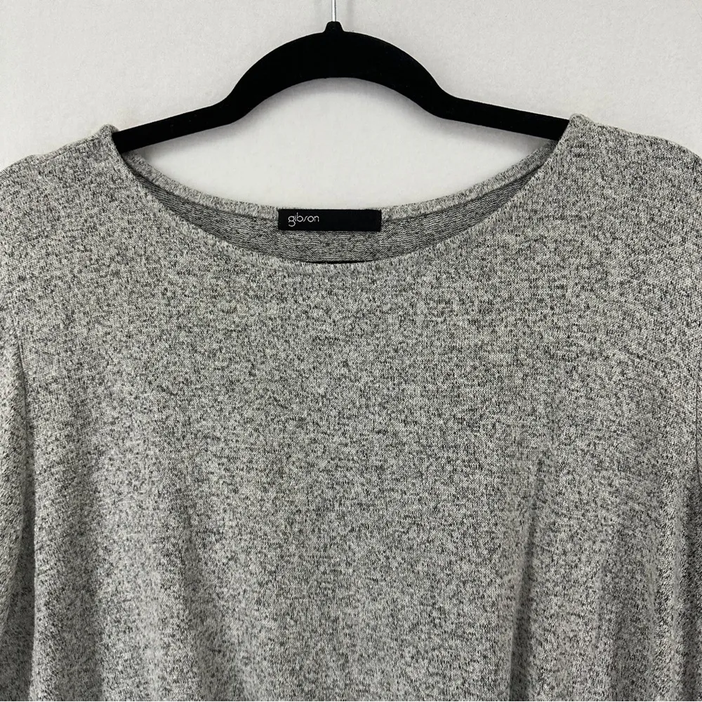 Gibson Pullover Sweater Long Sleeve Knot Front Womans Size M Gray - Image 2