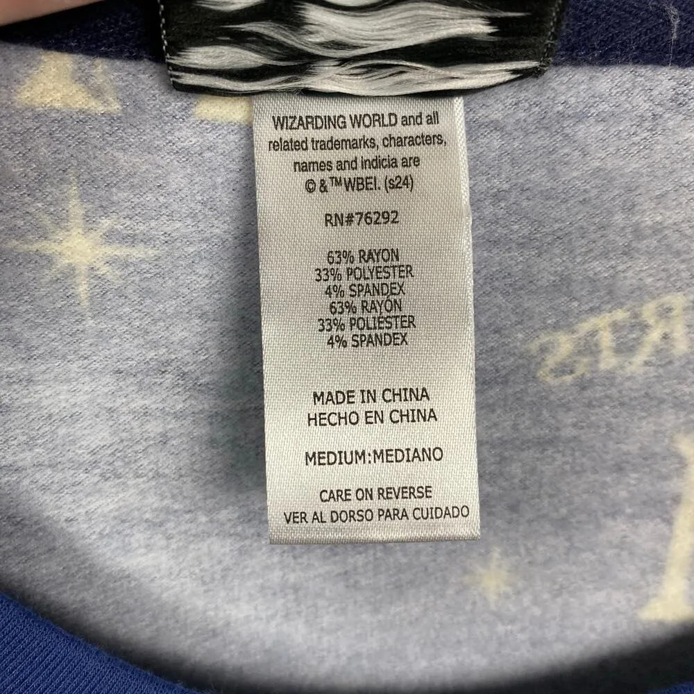 The Wizarding World Of Harry Potter Blue Hogwarts Two Piece PJ Jogger Set Sz.M - Image 13