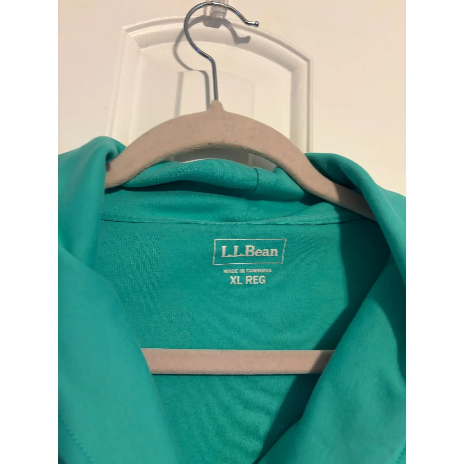 LL Bean Womens Turquoise Long Sleeve Shawl Collar Pullover Top XL REG Green - Image 4