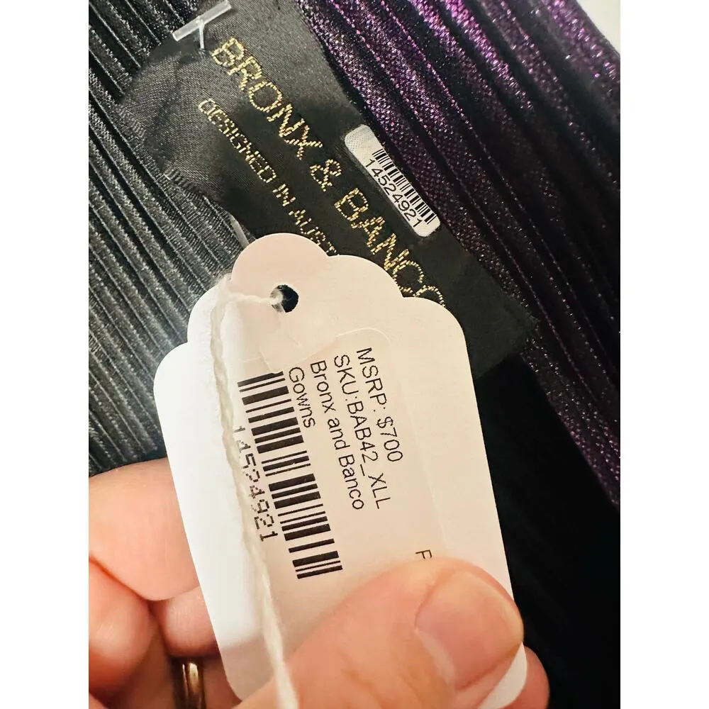 Bronx & Banco Women's Metallic Purple Florence One Shoulder Gown Dress Size XL - Image 10