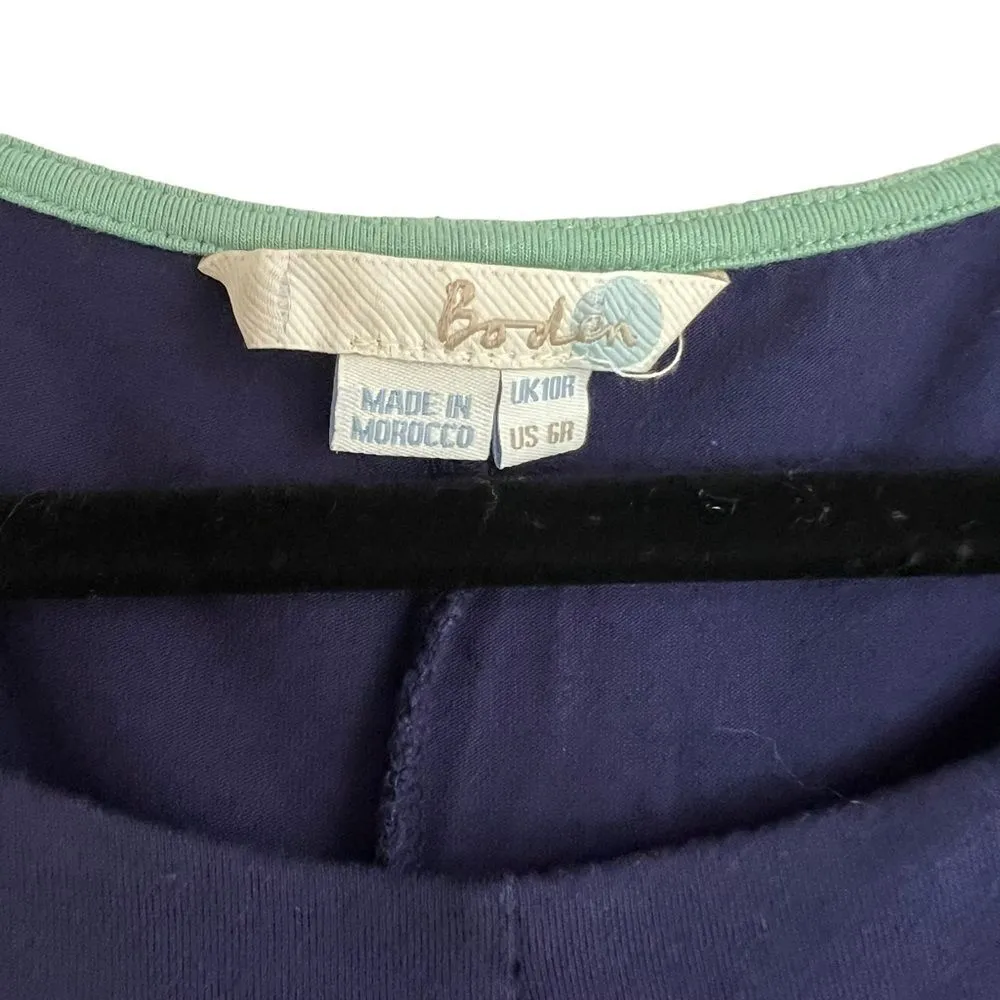 Boden Erica Navy Quarter Sleeve Waist Tie Belted Dress 6 Blue - Image 5