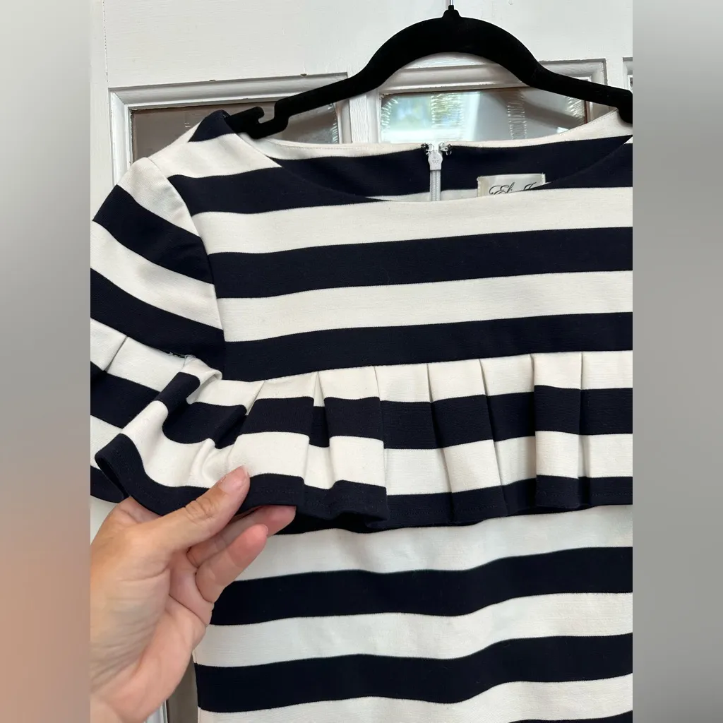 Eliza J Striped Ruffle Retro Cocktail Pinup Couture Dress Size 10 Rockabilly - Image 4