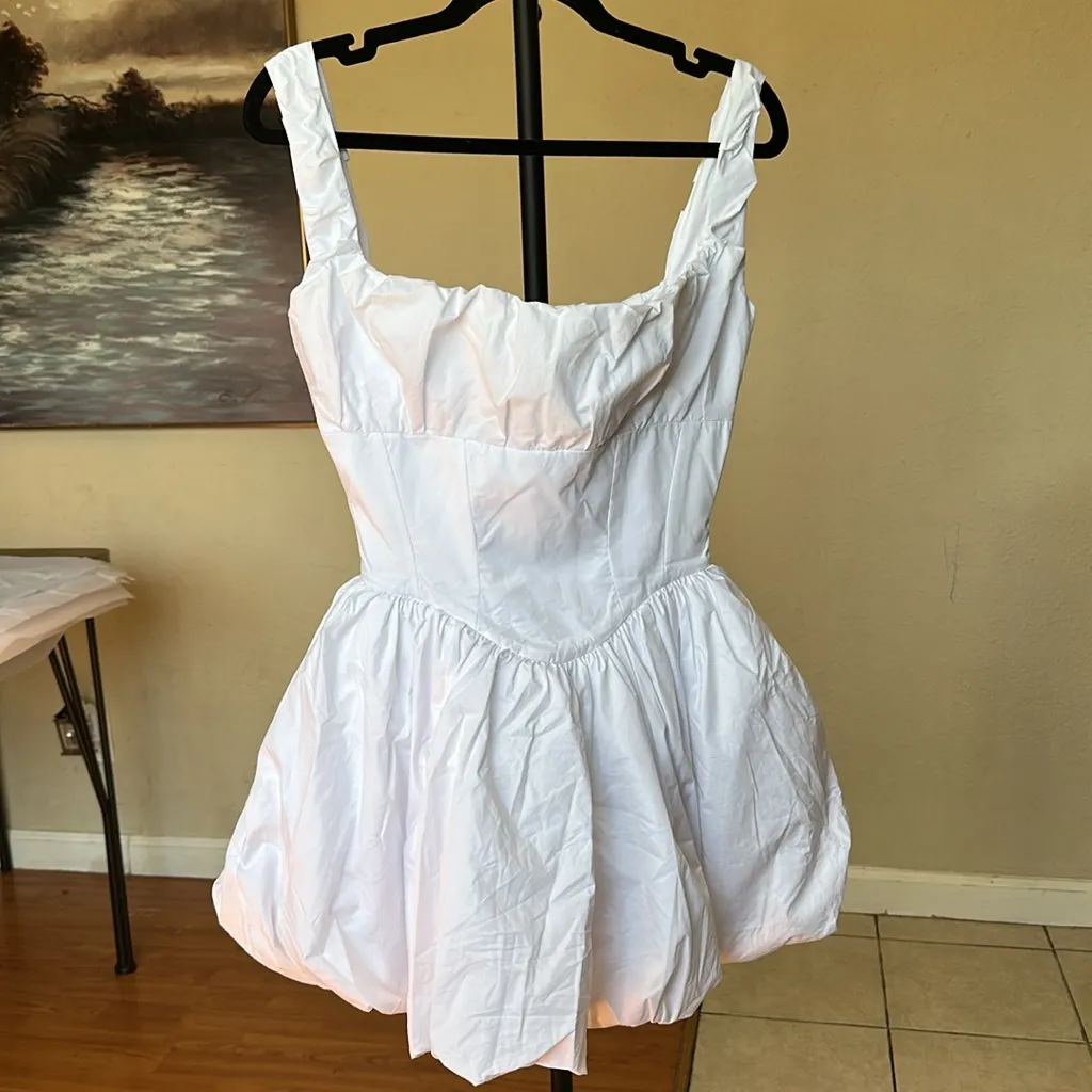 House‎ of CB Size M A-C  'Le Puff' White Cotton Tulle Mini Dress NWOT - Image 7