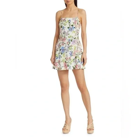 Alice + Olivia Trixie White Floral Coquette Mini Dress Sz 4 Sleeveless Party - Image 12