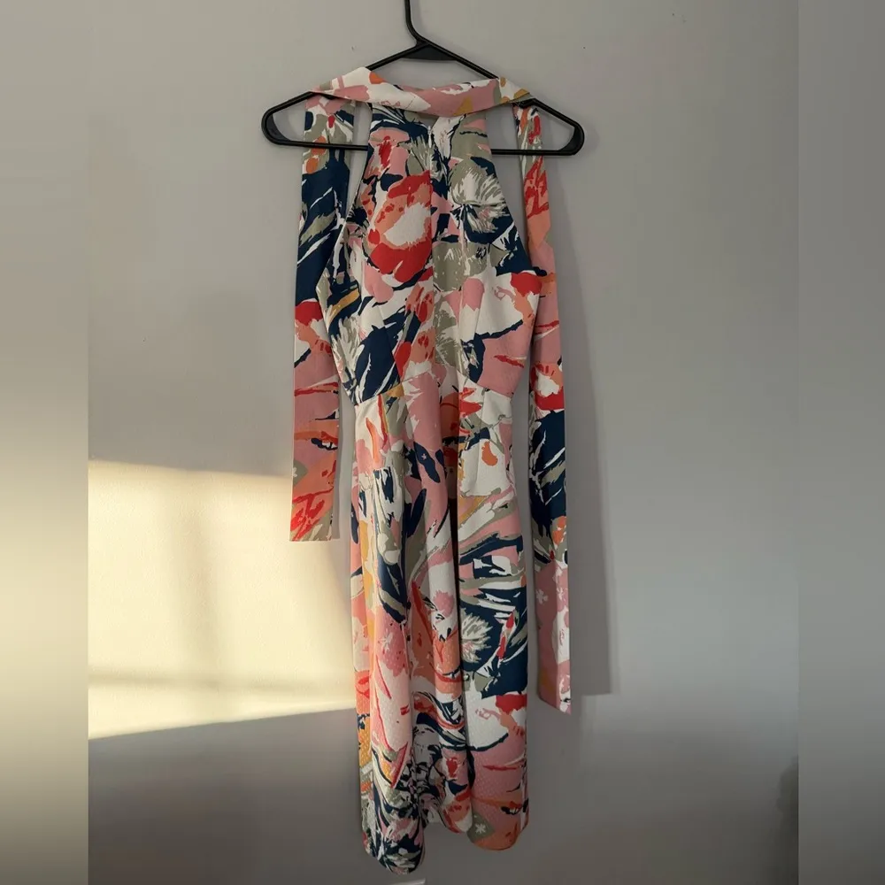 Club Monaco Scharpettah Tie Dress Floral Print Halter Dress Multi Color Size 4 - Image 6