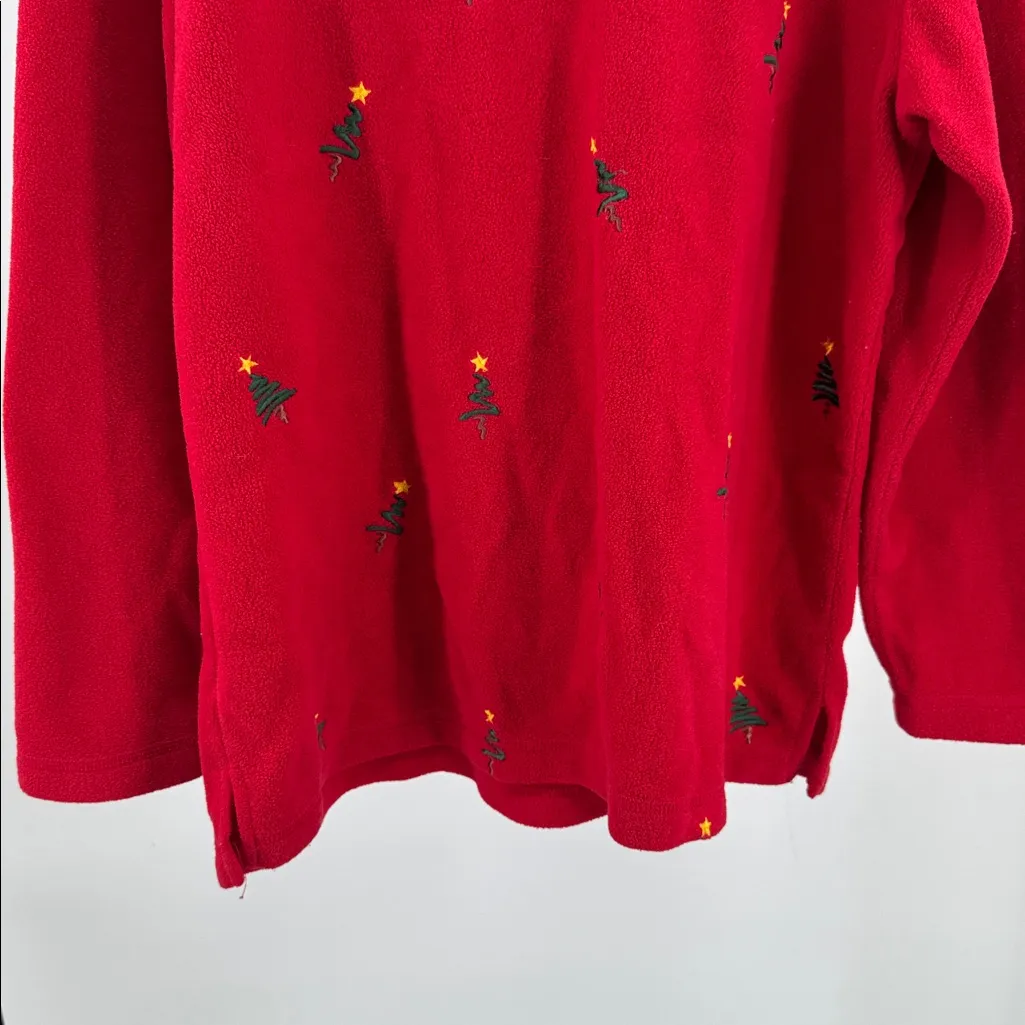 Croft & Barrow Fleece Pullover mock neck embroidered Christmas trees XL holiday - Image 6