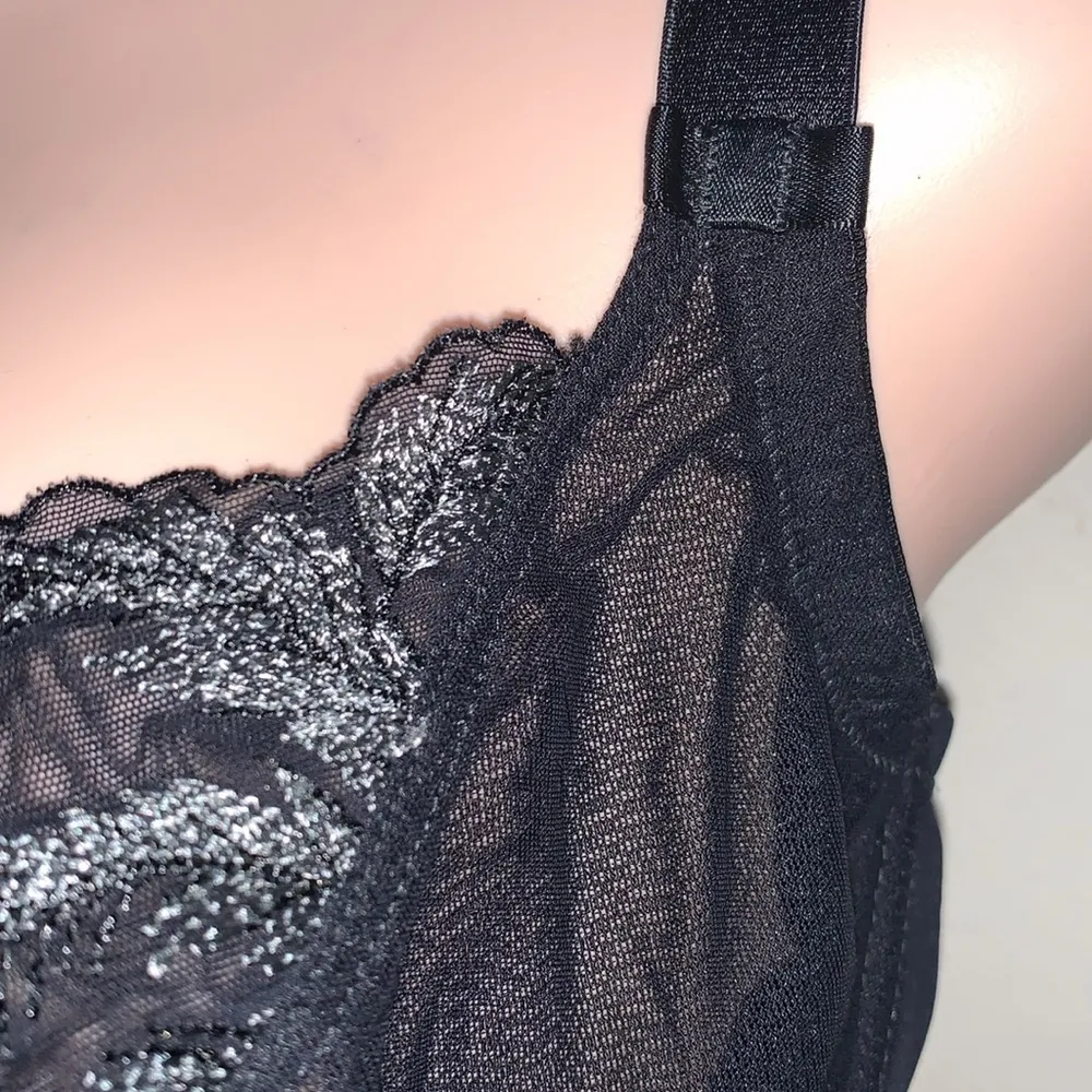 Magie Italiane woman sheer silver leaf detail size 34 F Black - Image 2