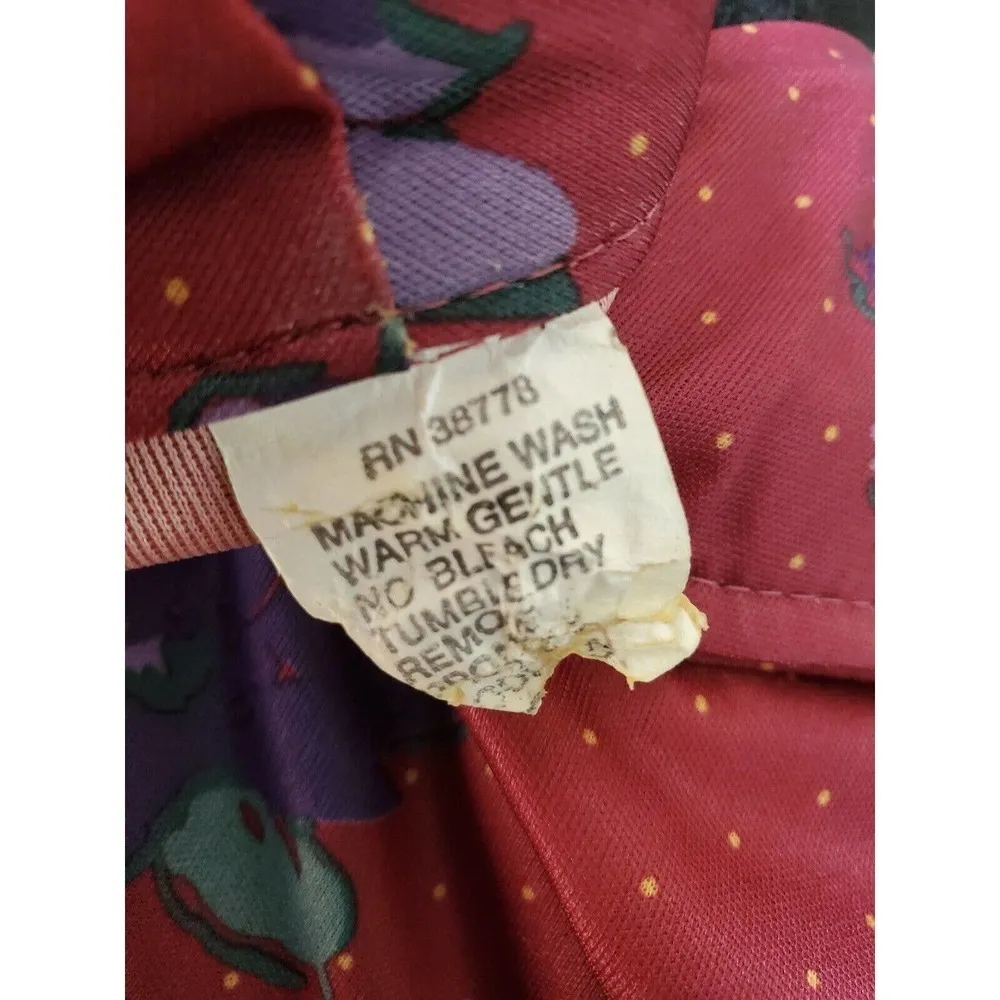 Burgundy Floral Collared Vintage Casual Dress Red Size undefined - Image 8