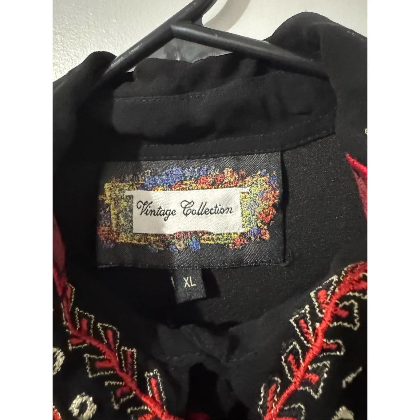 Vintage Collections western boho embroidered crochet floral lace sheer tunic / d Red Size XL - Image 8